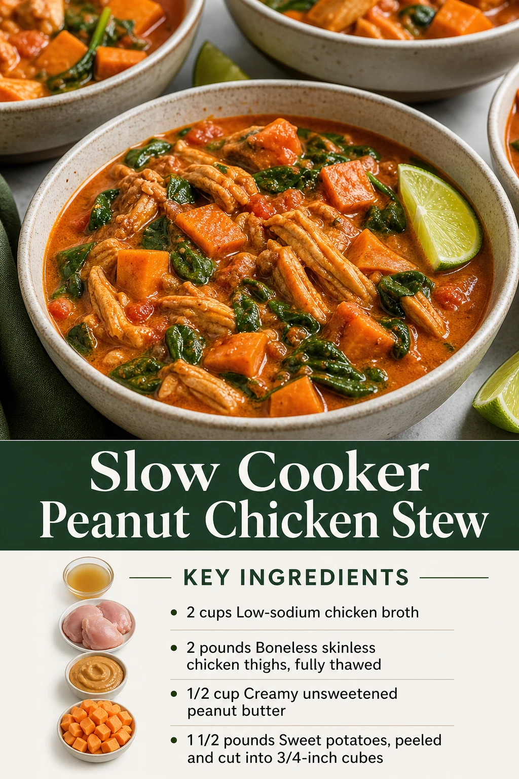 Portrait slow cooker peanut chicken stew graphic