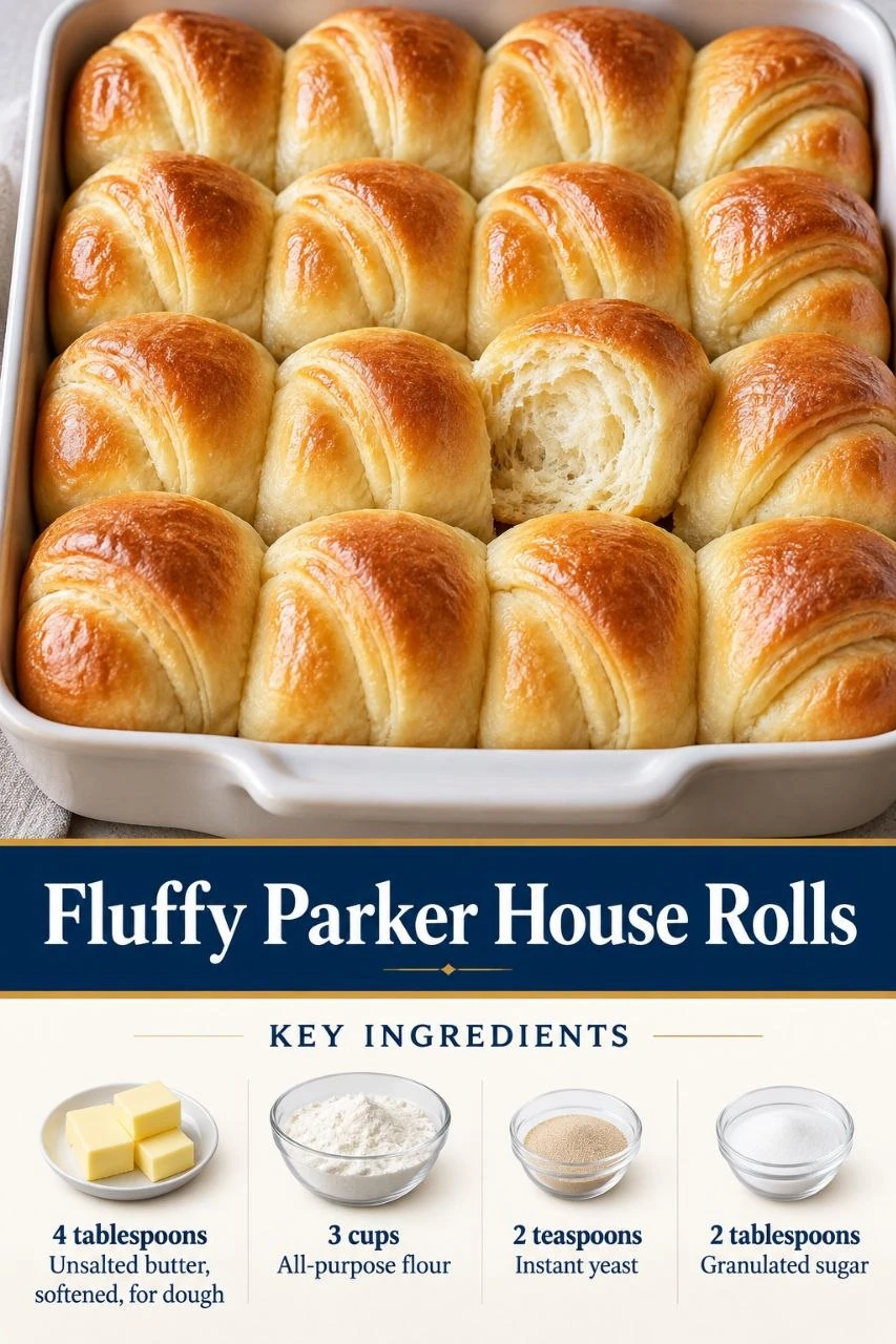 Portrait fluffy Parker House rolls graphic