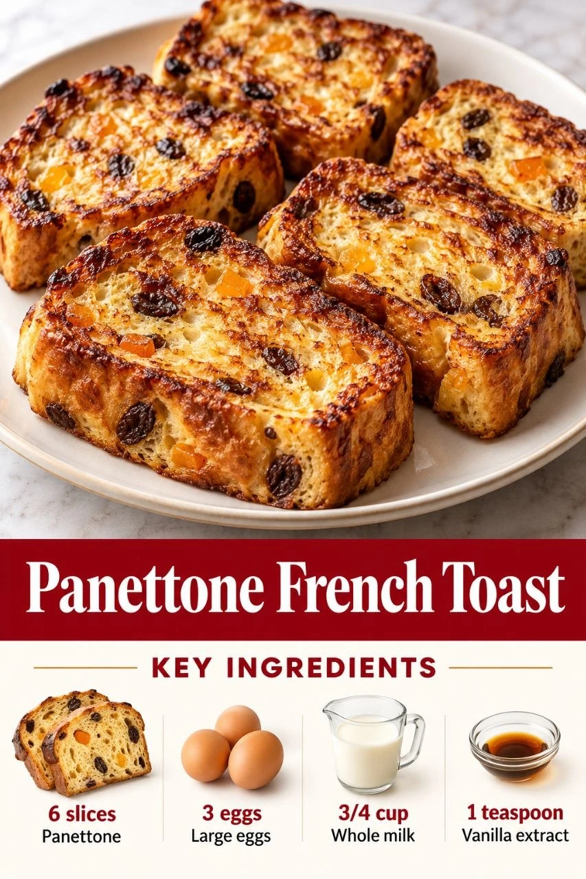 Portrait panettone French toast graphic