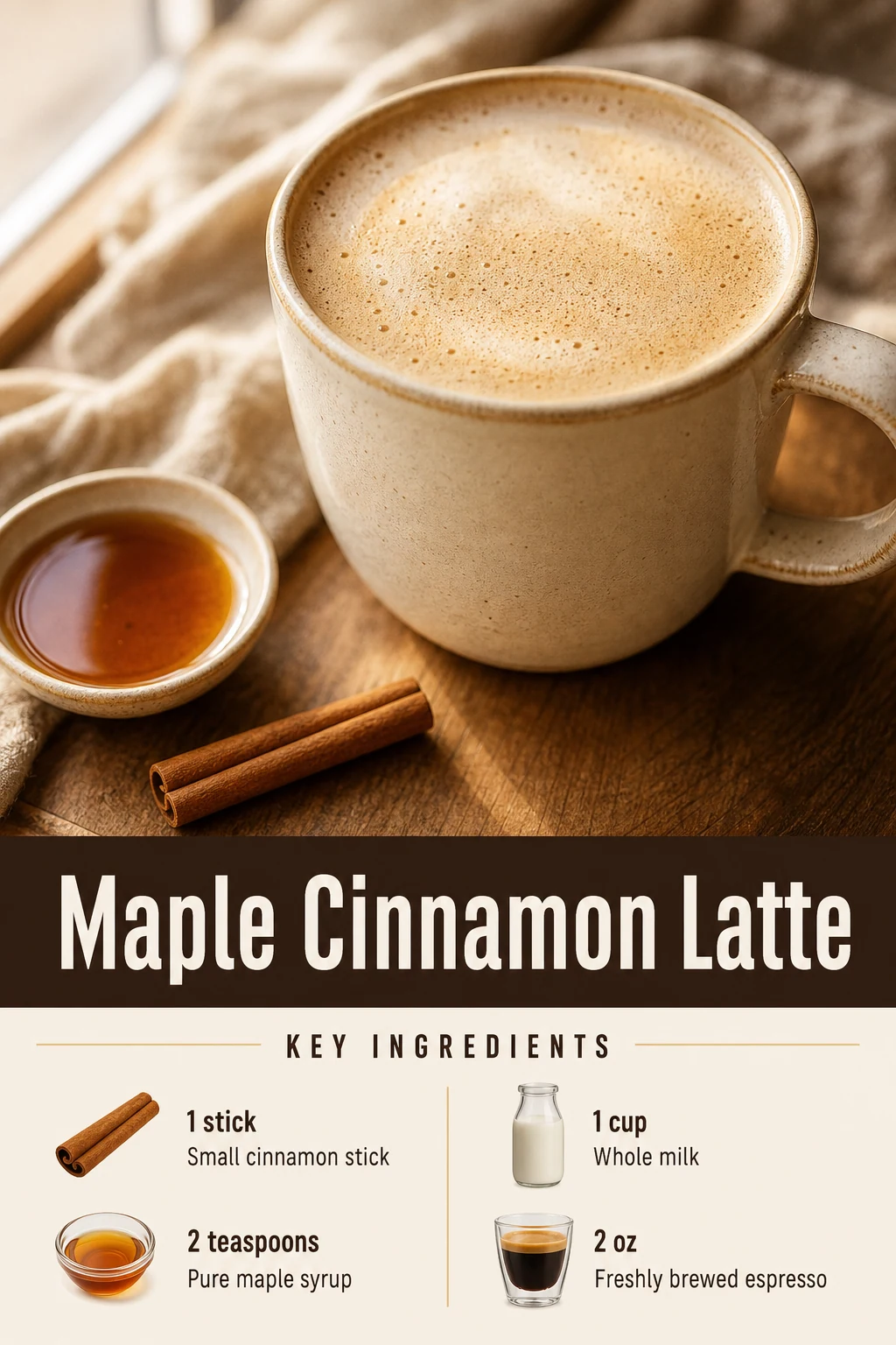 Portrait maple-cinnamon espresso latte graphic